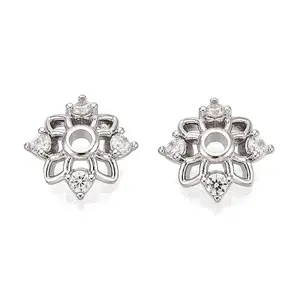 Brass Micro Pave Clear Cubic Zirconia Bead Caps