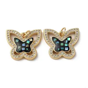 Brass Micro Pave Cubic Zirconia Pendants