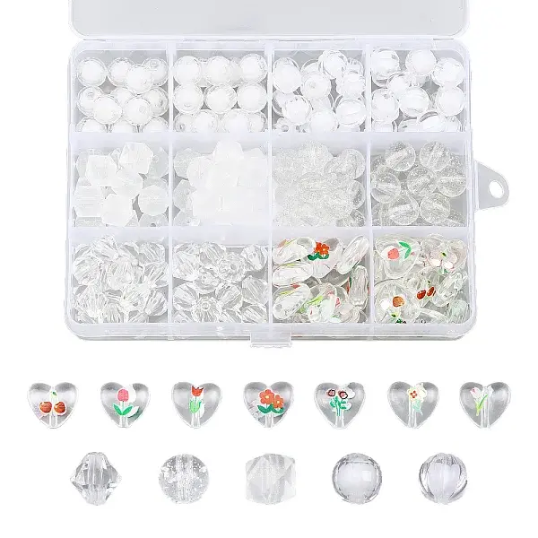 178Pcs 12 Style Transparent Acrylic Beads