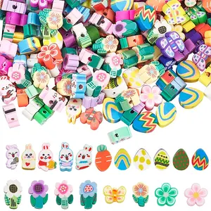 300Pcs 6 Styles  Handmade Polymer Clay Bead