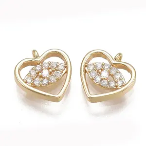 Brass Micro Pave Cubic Zirconia Charms