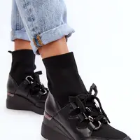 Boto Dámské Botky Na Koturnu Se Soketou Černé Helladina