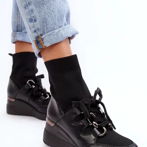 Boto Dámské Botky Na Koturnu Se Soketou Černé Helladina