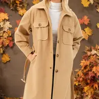 Dámský kabát Z6777 DEWBERRY - plochý velbloudí