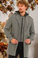 PLT8401 DEWBERRY MEN'S COAT-LIGHT DIAGONAL GREY