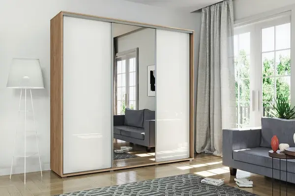 Šatní skříň Ska A30 XL Barva korpusu: Dub - Craft zlatý, Rozměry: 278 cm, Dveře: Bílý lesk