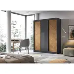 Šatní skříň Marrphy III Barva korpusu: Černá, Rozměry: 180 cm, Dveře: Dub caramel + černá