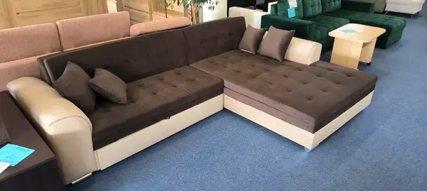 Sedací souprava Sorento - pravá varianta - kombinace hnědých látek