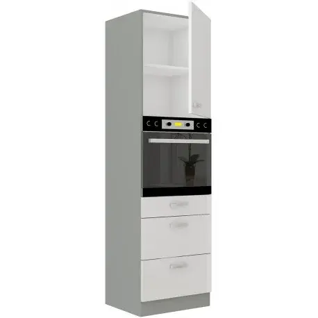 Vysoká skříňka pro vestavnou troubu 60 DPS-210 3S 1F - Premium Box Barva korpusu: Šedá, Barva dvířek: Bílý lesk (Blanka)
