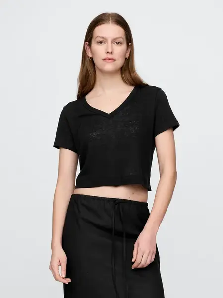 GAP Dámské Lněné crop tričko 778373-05 Velikost: M