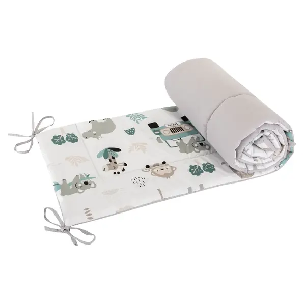 Bomimi MANTINEL do postýlky 180 cm, POJÍZDNÁ ZOO, ŠEDÁ xy