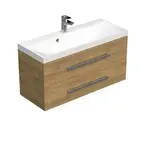 Kúpeľňová skrinka s chrómovými úchytmi a umývadlom SAT Cube Way 100x53x40 cm dub Hickory mat CUBE2100ZDH