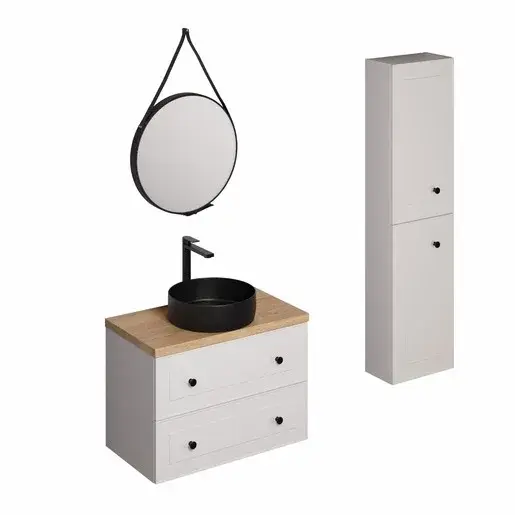 Kúpeľňová zostava s umývadlom vrátane umývadlovej batérie, vtoku a sifónu Naturel Forli biela KSETFORLI10