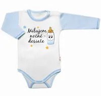 Baby Nellys Body dl. rukáv s vtip. textem  Milujem nočné desiate vel.  62, kluk