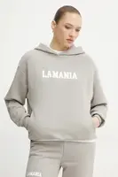 Mikina La Mania dámská, béžová barva, s kapucí, s potiskem, YOUNG