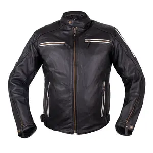 Kožená moto bunda W-TEC Helsin černo-bílá S