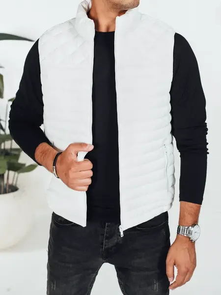 Pánská bílá prošívaná vesta