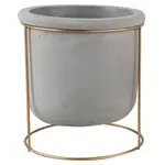 Obal na kvetináč betónový v stojane sivý