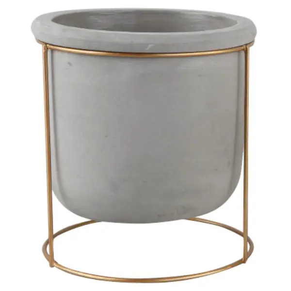 Obal na kvetináč betónový v stojane sivý