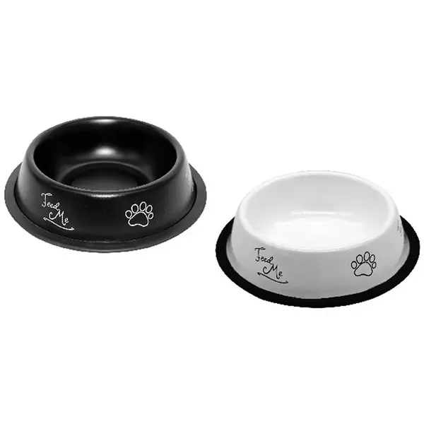 Miska pre psa nerezová matná farebná s potlačou 0,22 l/11 cm