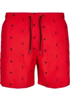 Pánske červené plavkové kraťasy s výšivkou