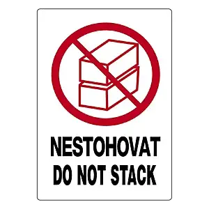 Výstražné etikety 74x105mm, NESTOHOVAT / DO NOT STACK