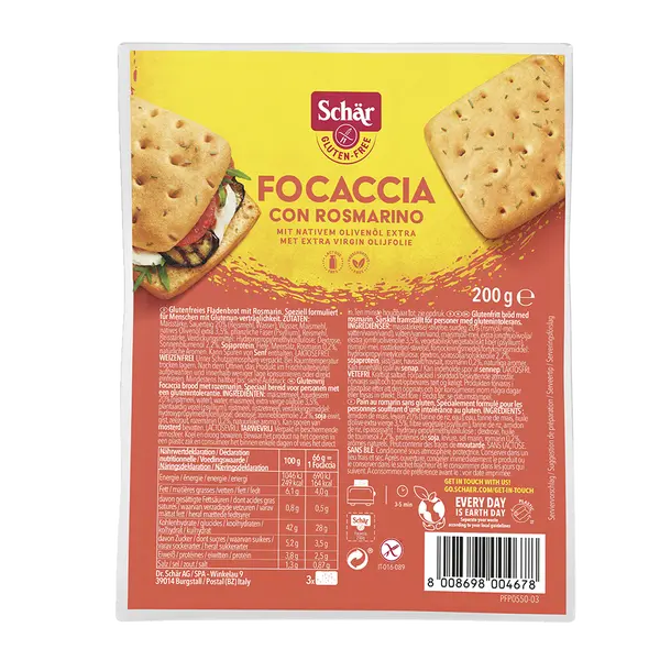 SCHÄR Focaccia con rosmarino pečivo bez lepku 200 g