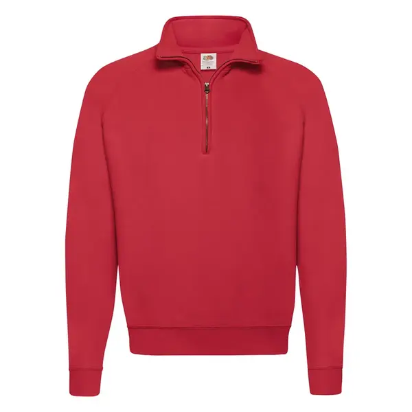 Red Men's Zip Neck Sweat Fruit of the Loom