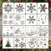16Pcs Christmas PET Painting Stencils