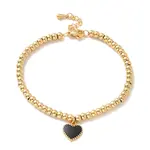 PVD Vacuum Plating 304 Stainless Steel Heart Charm Bracelet with Enamel