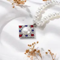 304 Stainless Steel Colorful Cubic Zirconia Rhombus Pendant Necklaces