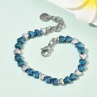 Heart Non-magnetic Synthetic Hematite Link Chain Bracelets for Women