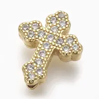 Brass Micro Pave Cubic Zirconia Beads