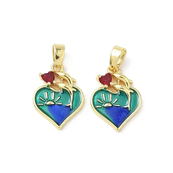 Brass Micro Pave Cubic Zirconia with Enamel Pendants