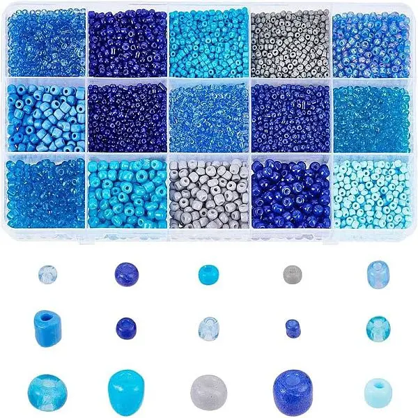 225g 15 Style Baking Paint Glass Seed Beads