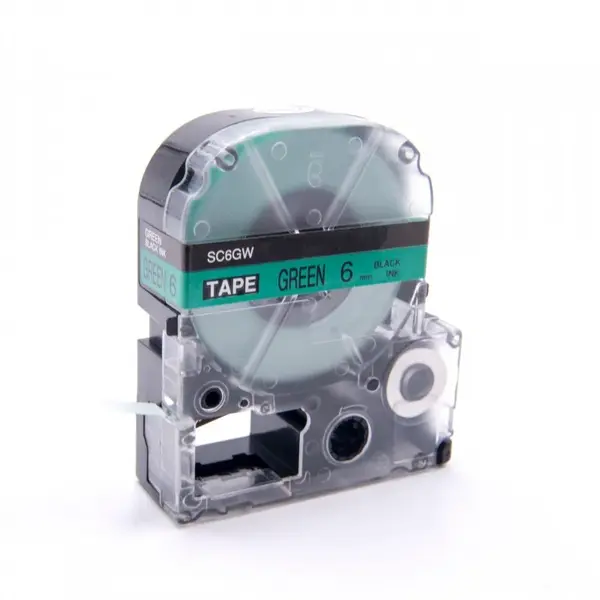 Epson LK-2GBP, SC6GW, 6mm x 9m, černý tisk / zelený podklad, kompatibilní páska