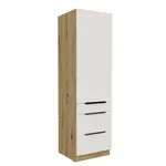 Vysoká potravinová skříňka Aria 60 DKS-210 3S 1F - Premium Box Barva korpusu: Dub artisan, Barva dvířek: WH - Crystal white AFM