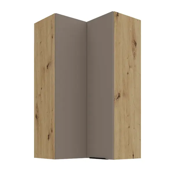 Horní rohová skříňka Aria 60x60 GN-108 2F (90°) Barva korpusu: Dub artisan, Barva dvířek: TA - Sandgrau AFM