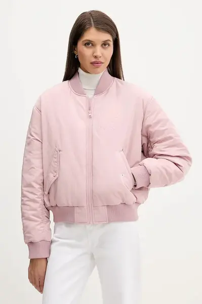 Bomber bunda Hugo Blue Fiablo-1_B růžová barva, přechodná, oversize, 50550702