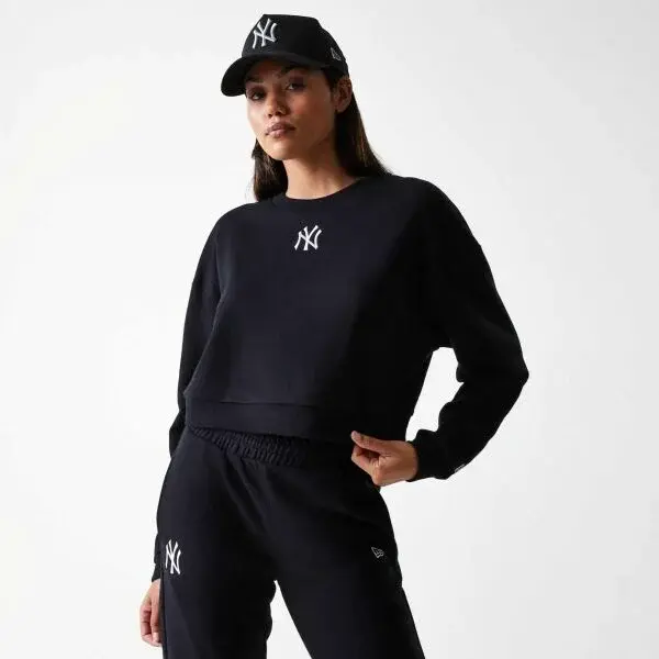 New Era NEW YORK YANKEES MLB MIDI LEAGUE ESSENTIAL CROPPED SWEATER Dámska mikina, čierna, veľkosť