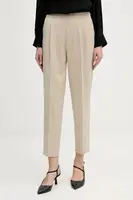 Kalhoty Sisley dámské, béžová barva, střih chinos, high waist, 41YPLF043