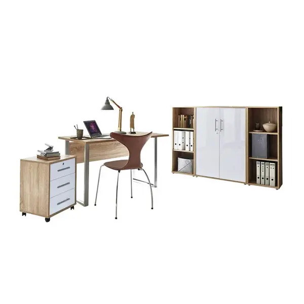 MID.YOU KANCELÁŘ, Sonoma dub, vysoce lesklá bílá