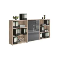 MID.YOU SKŘÍŇ NA ŠANONY, Sonoma dub, vysoce lesklá antracitová, 253,2/113,6/33 cm