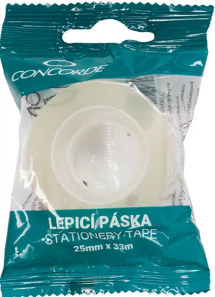 Lepicí páska CONCORDE 25mm x 33m, závěs, transparentní