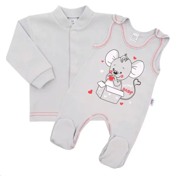 Dojčenská súpravička New Baby Mouse sivá 80 (9-12m), 20C42244