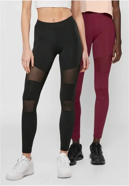 Women's fishnet leggings 2 pcs black+burgundy