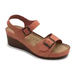 1130 Zdravotné celokožené sandále na platforme 38 - 24,5cm, ružová, 6,5 cm