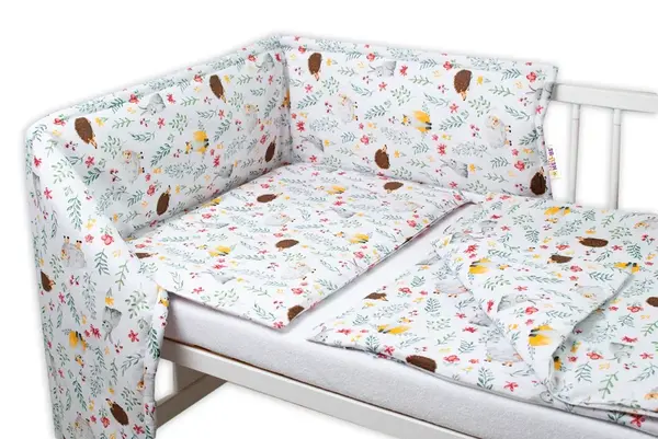 3-dielna sada Mantinel s obliečkami - Kamaráti lúky, biela, 135x100 cm