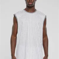 Men's Striped Mesh tank top white