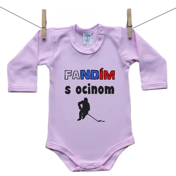 Boodyy Ružové Body s dlhým rukávom Fandím s ocinom 62 (2-4 mesiace)